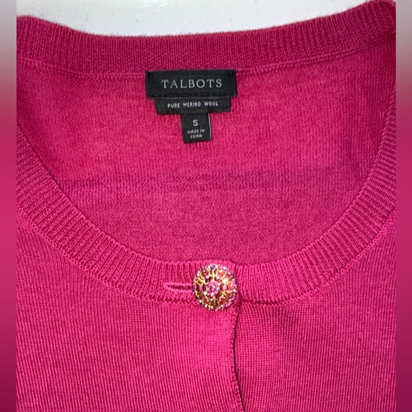 Talbots Women’s Dark Pink Merino Wool Cardigan size S - Picture 2 of 8